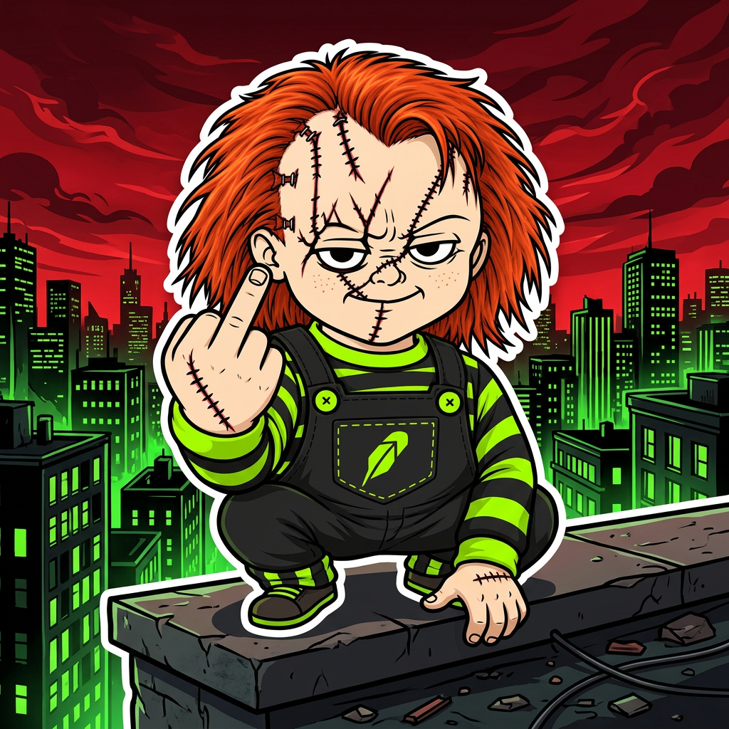 $CHUCKY meme 10: On the roof, watching weak hands.